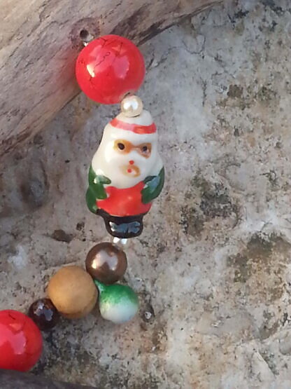 Weihnachts Advents Schwemmholz Girlande Mobile Windspiel Father Christmas mit Nikolaus Glasperle