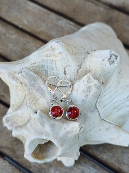 Kinder Ohrringe Ohrhänger mit roten Geburtssteinanhänger Brisuren aus 925 Silber Ohrschmuck für Kinder Kinderschmuck