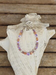 Kinder Armkette Mädchen Armband ovalen caramel Glanz Glasperlen altrosa rosa lila und violetten Glasperlen in verschiedenen Formen silbernen Perlkappen Blumen Knebelverschluss aus Edelstahl