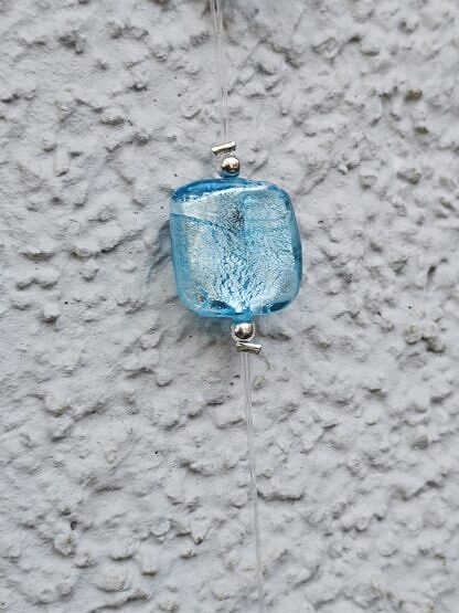 Weihnachts Dekohänger Adventsdeko Dekoration Weihnachten mit rundem Kranz mit Kristall Acryltropen hellblauen Glas Lampworkperlen weissen Acrylperlen mit silbernen Sternen