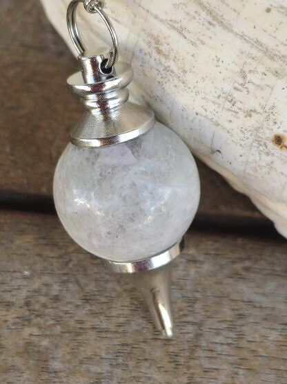 Edelstein Pendel Reiki Pendel Anhänger mit 20mm weiss-lila Jadeperle als Pendel Engel mit Rhodonit und Steinperle an Gliederkette mit Drahtsilberperle als Griff
