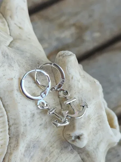Kinder Ohrringe Ohrhänger Kinderschmuck Mädchen mit Silberbrisuren und kleinen Ankeranhänger