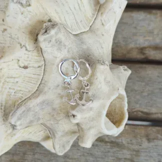 Kinder Ohrringe Ohrhänger Kinderschmuck Mädchen mit Silberbrisuren und kleinen Ankeranhänger