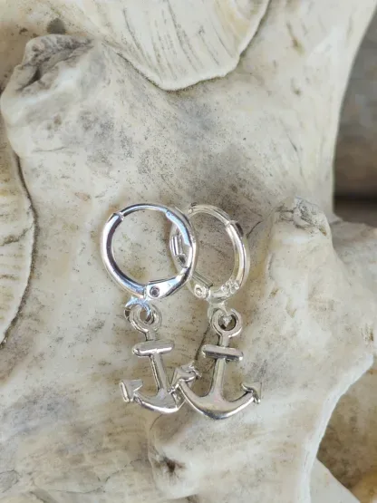 Kinder Ohrringe Ohrhänger Kinderschmuck Mädchen mit Silberbrisuren und kleinen Ankeranhänger