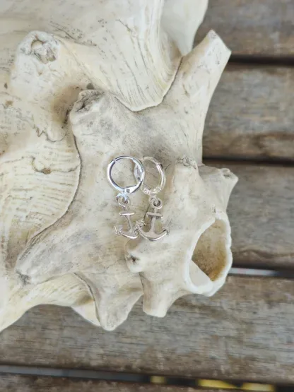 Kinder Ohrringe Ohrhänger Kinderschmuck Mädchen mit Silberbrisuren und kleinen Ankeranhänger