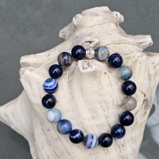 Edelstein Armband mit blauen Achatperlen
