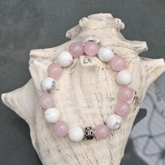 Edelstein Armband mit weissen und rosa Perlen