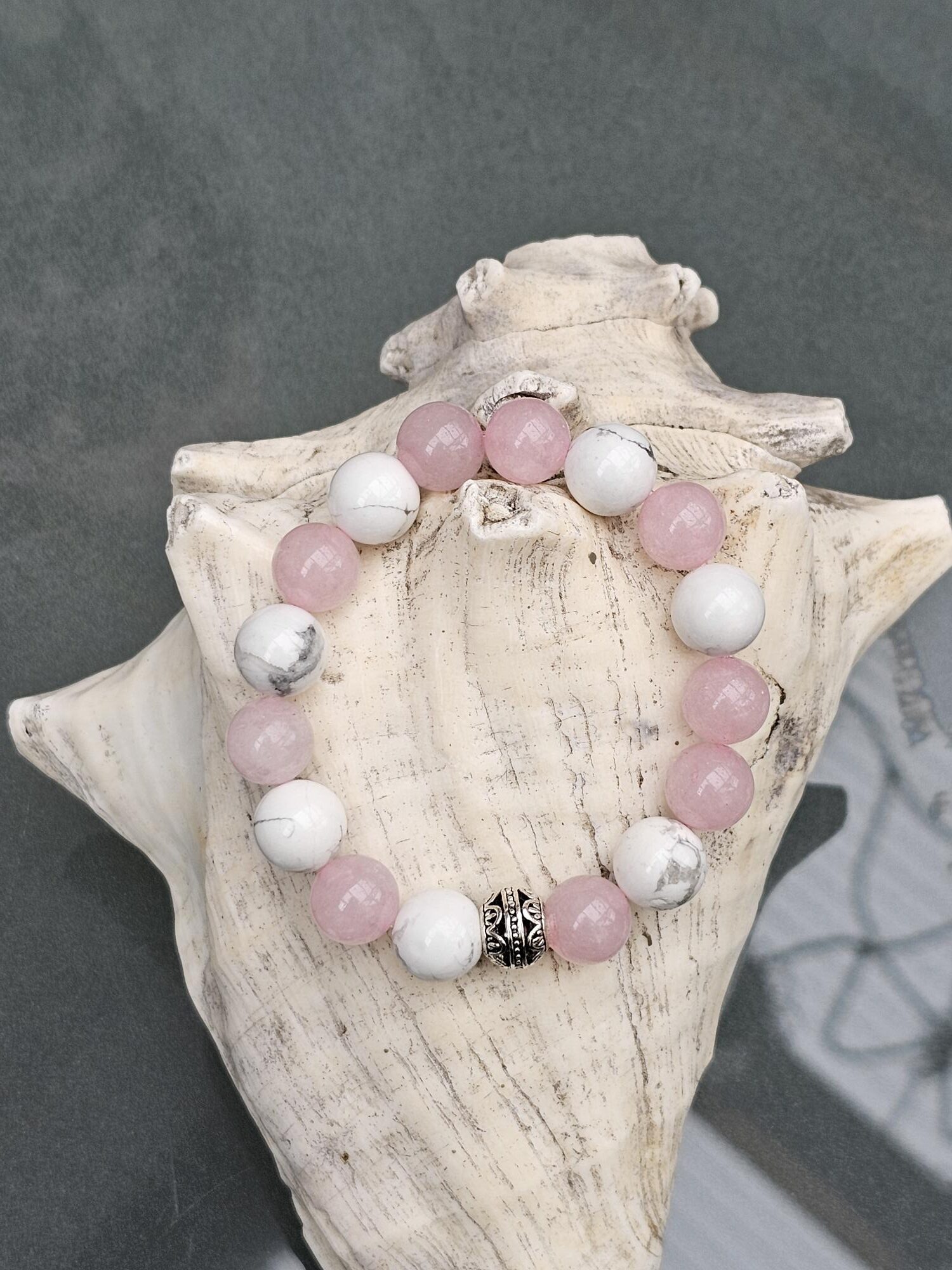 Edelstein Armband Beleza, das traumhafte Schmuckstück für das Armgelenk (18 bis 20cm) Edelstein Armband mit weissen und rosa Perlen
