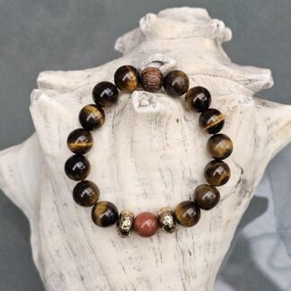 Edelstein Armband mit Tigerauge und Goldfluss