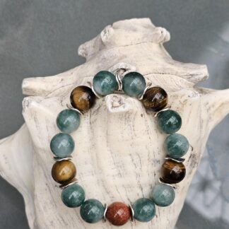 Edelstein Armband Achat Tigerauge und Goldfluss