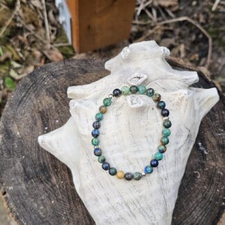 Edelstein Armband mit grünblauen Azurit Malachit und Silber