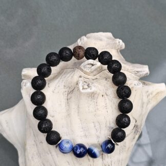 Männer Edelstein Armband mit blauen und schwarzen Perlen