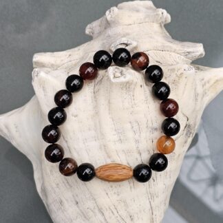 Männer Edelstein Armband mit dunkelbraunen Perlen