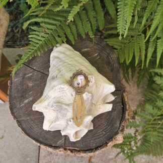 Lesezeichen bronzefarben mit Glasperle Pusteblumen